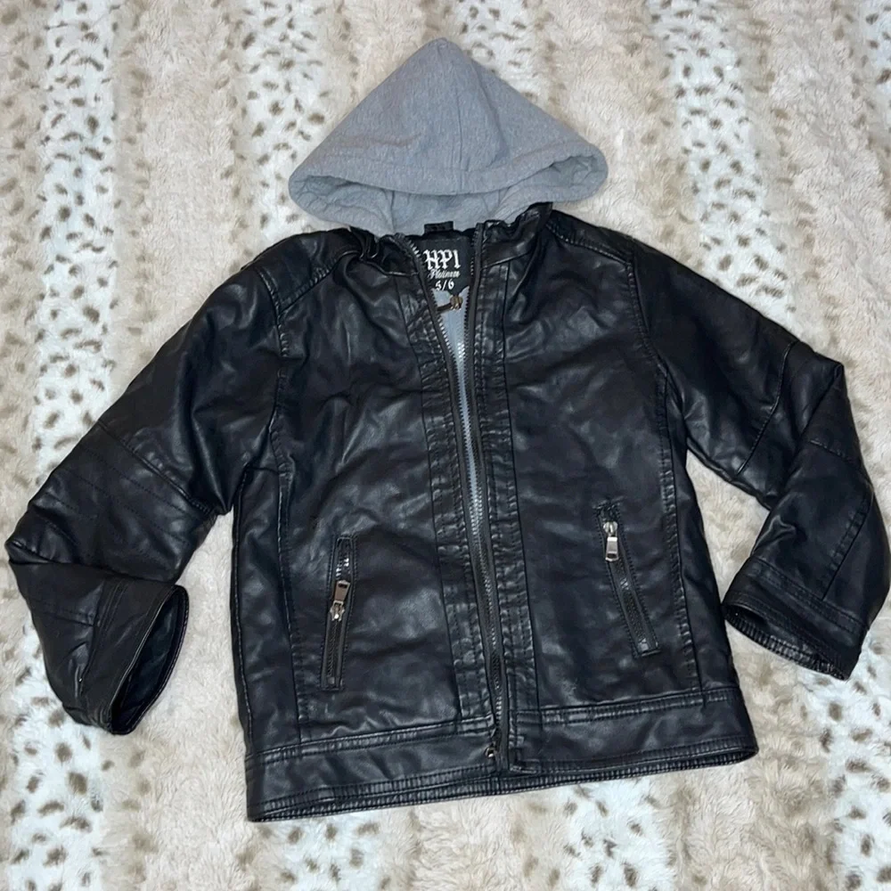 HPI Platinum Leather Hoodie Jacket Size 5/6
